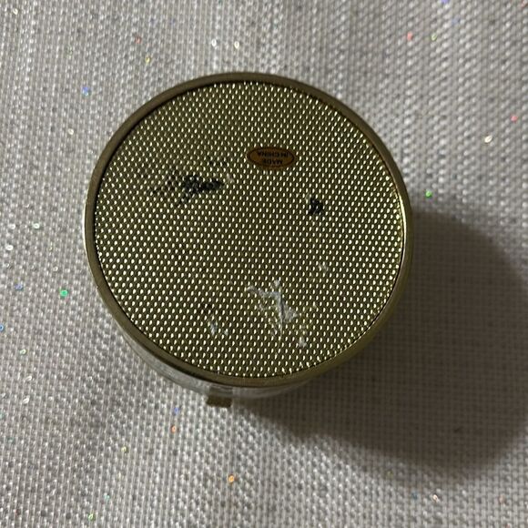 Ceramic Ivory Round Small Jeweled Rhinestone Gold Tone Keepsake Jewelry Box - Picture 5 of 5